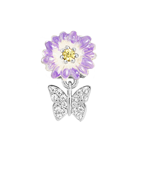 LINK FIORE VIOLA CON FARFALLA PENDENTE