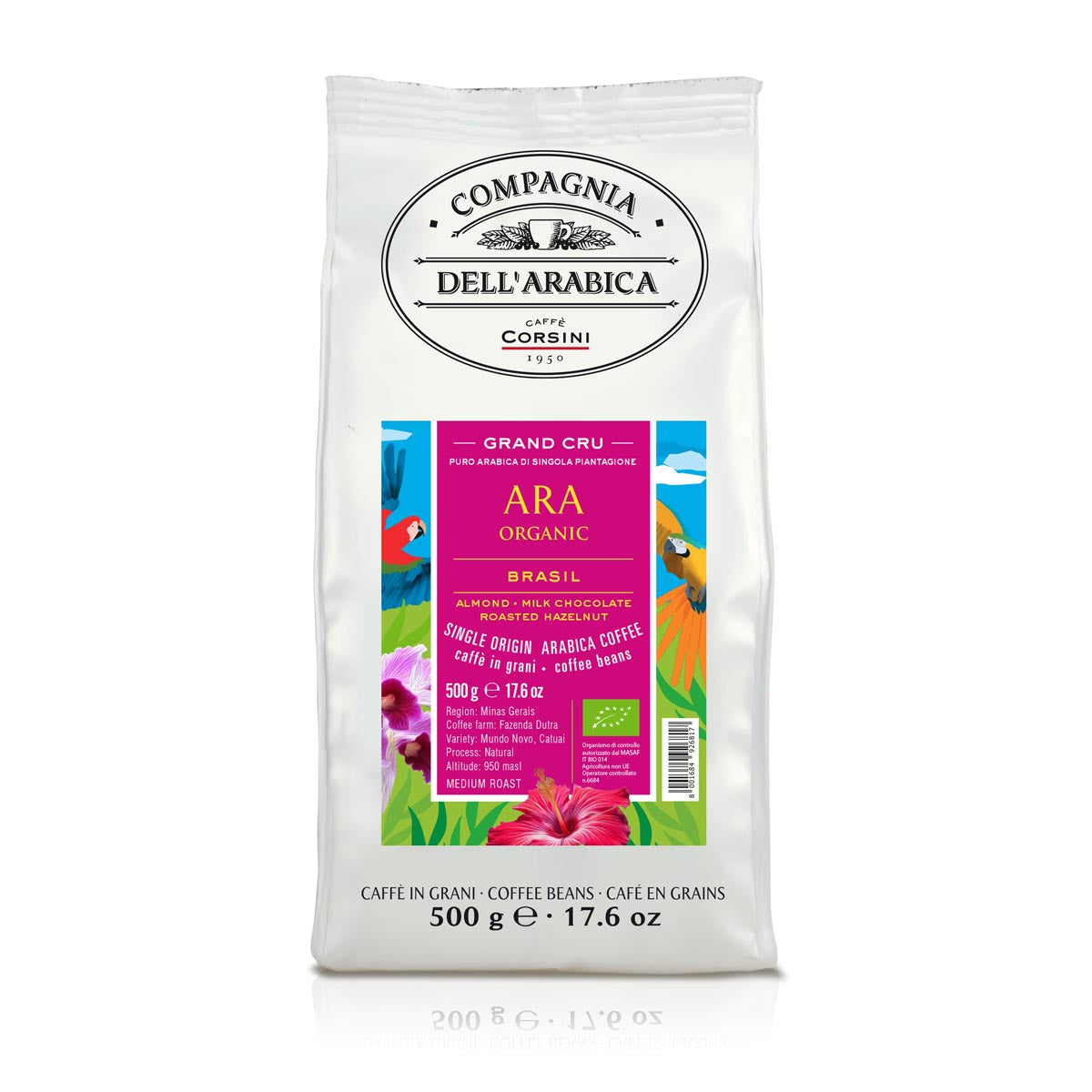 Caffè in grani | Ara Organic | Brasil | 100% Arabica | 500g