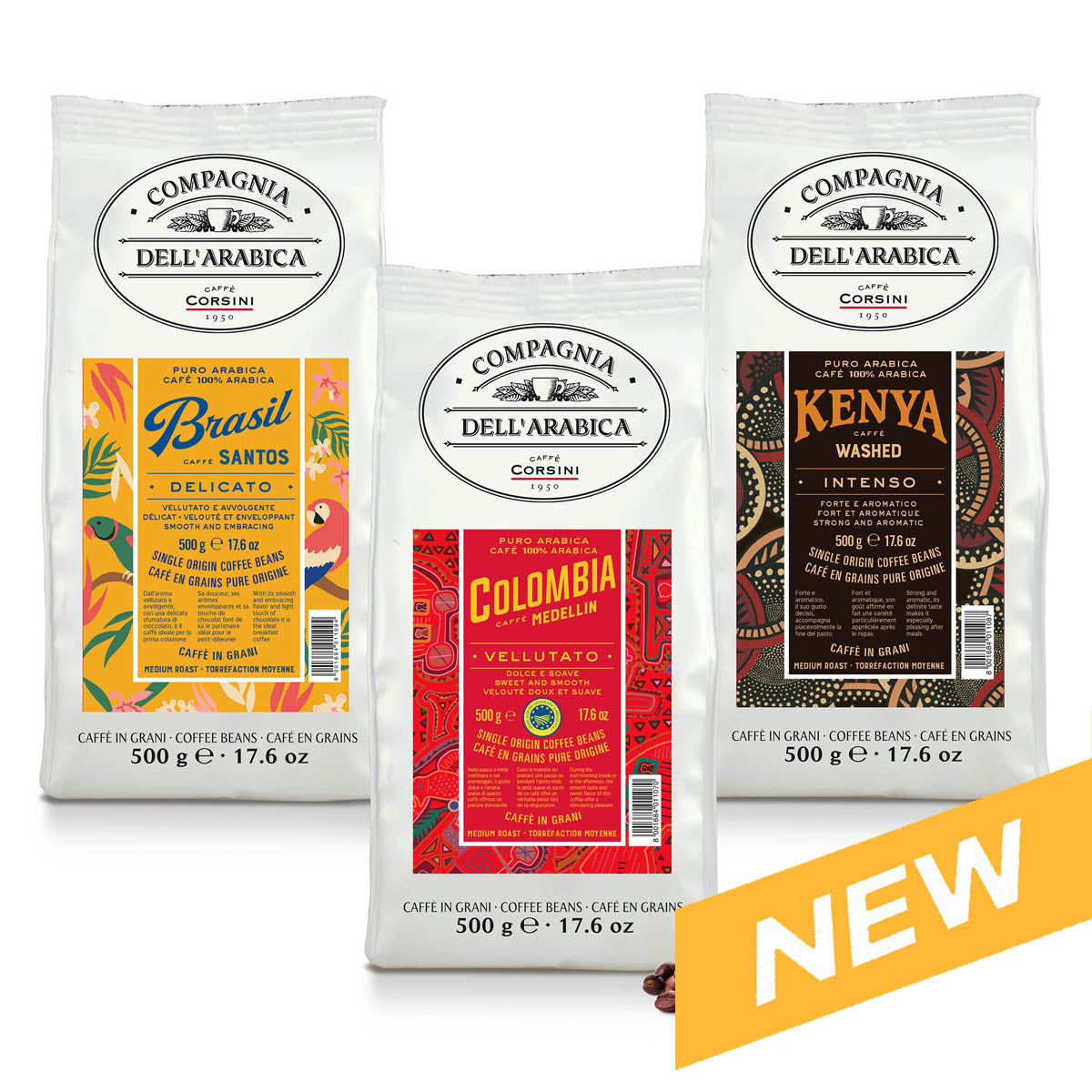 Caffè in grani | Best seller | Brasil, Colombia, Kenya | 3 x 500g