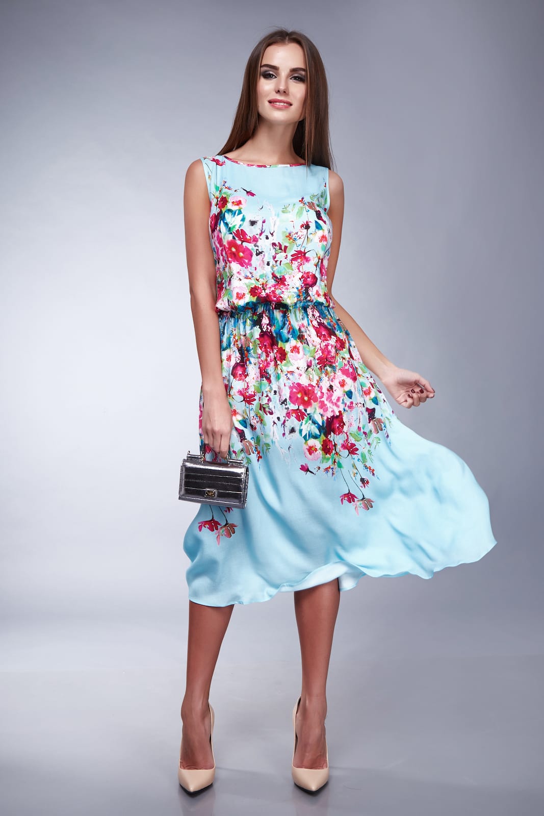 Vestito con Tema Floreale in Seta