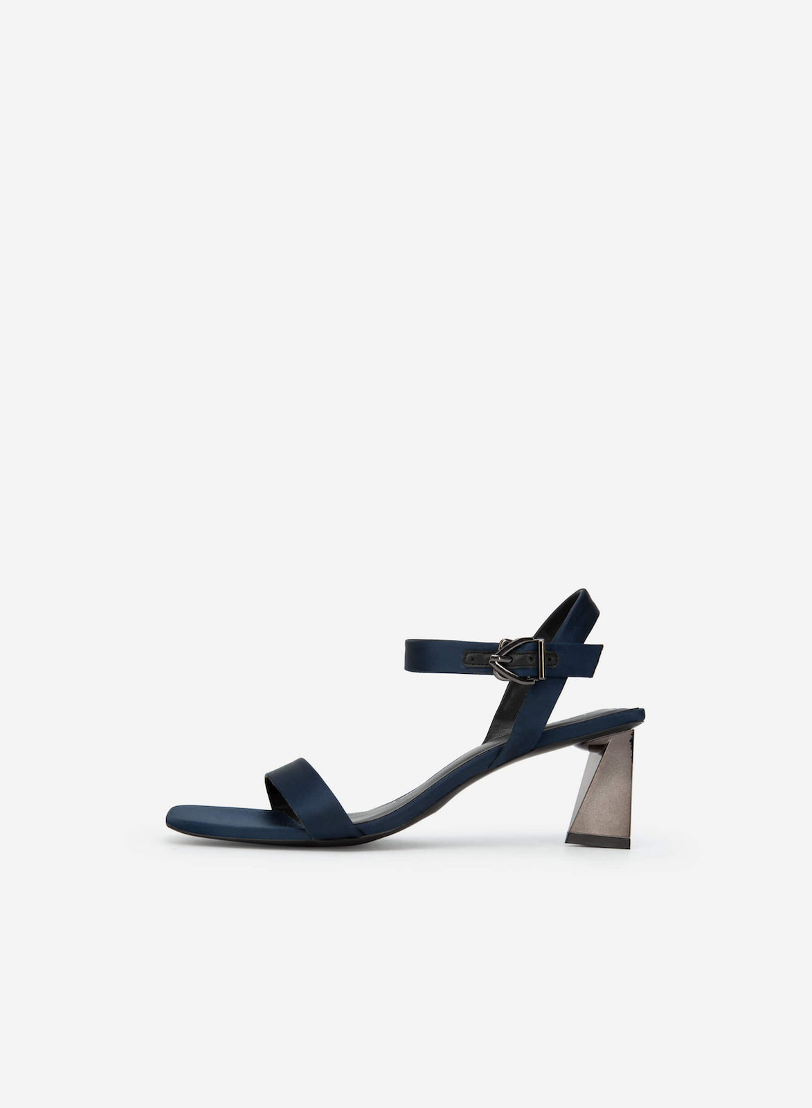 Scarpe con Grande Tacco in Metallo Blu Scuro