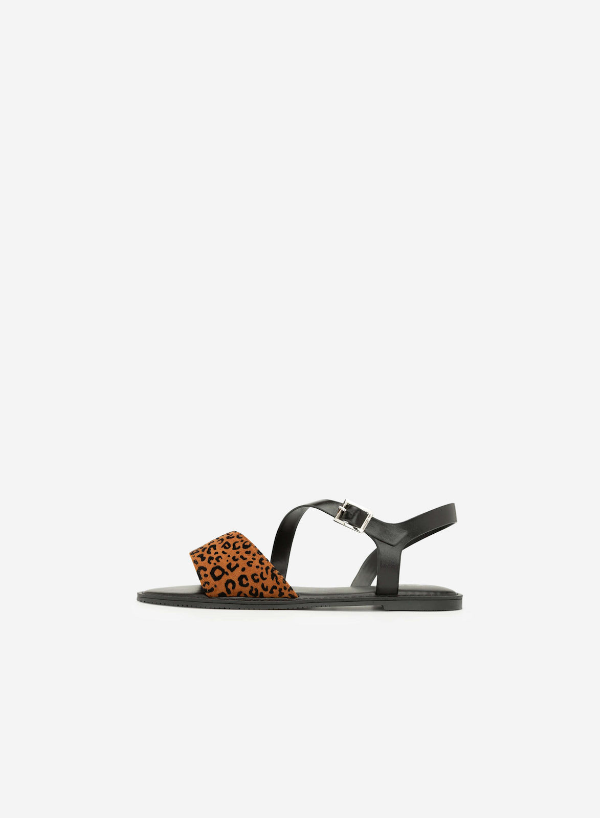 Sandali Leopardati in Cuoio Nero