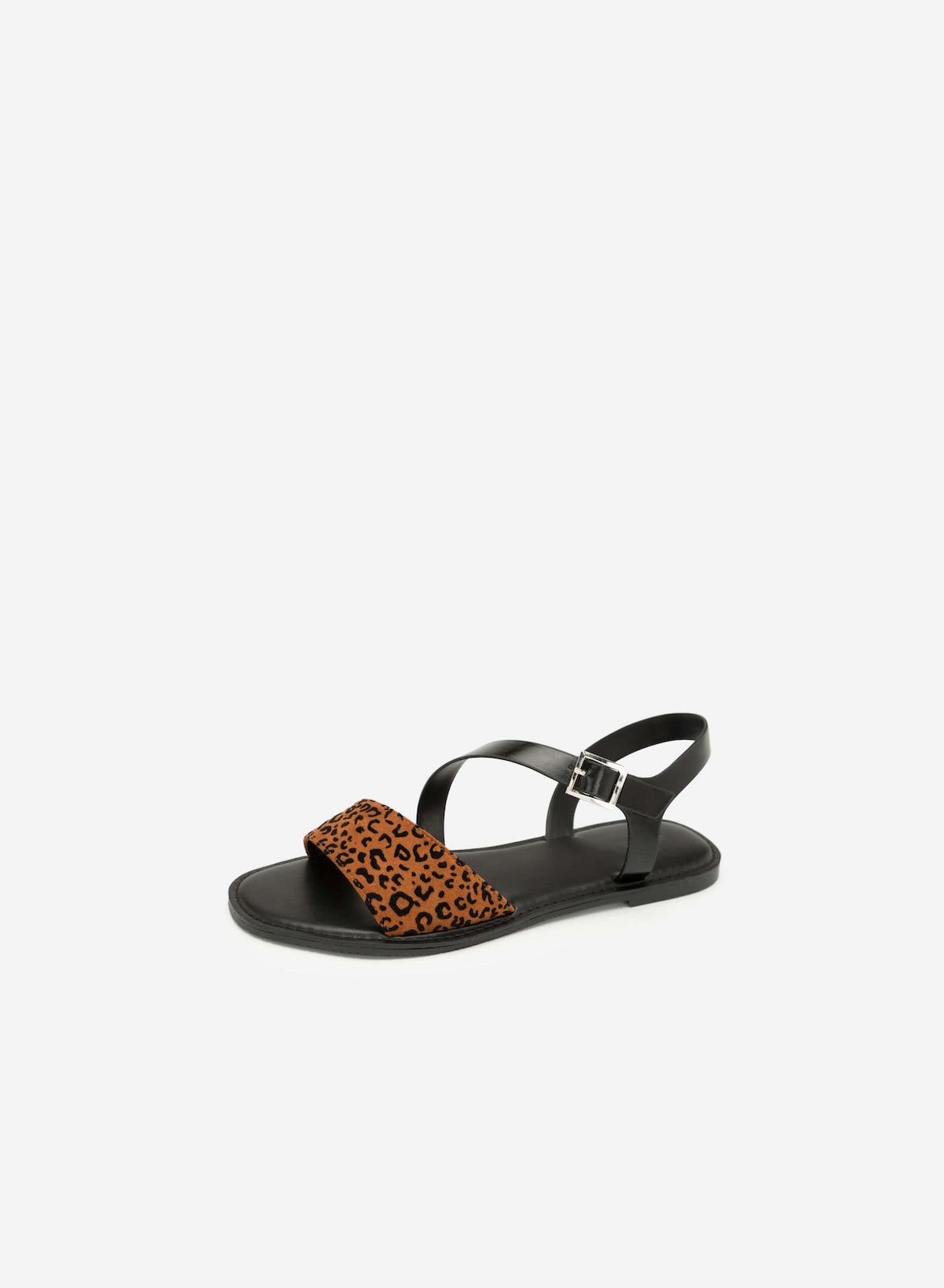 Sandali Leopardati in Cuoio Nero
